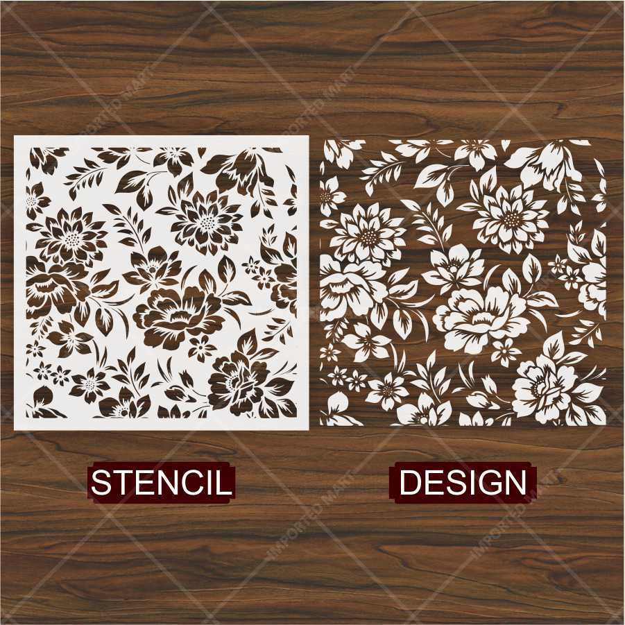Dense Floral Pattern Stencil for Walls, Fabric & Furniture – Full Surface Repeat Design – ID# 678
