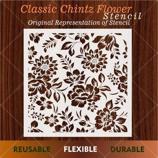 Dense Floral Pattern Stencil for Walls, Fabric & Furniture – Full Surface Repeat Design – ID# 678