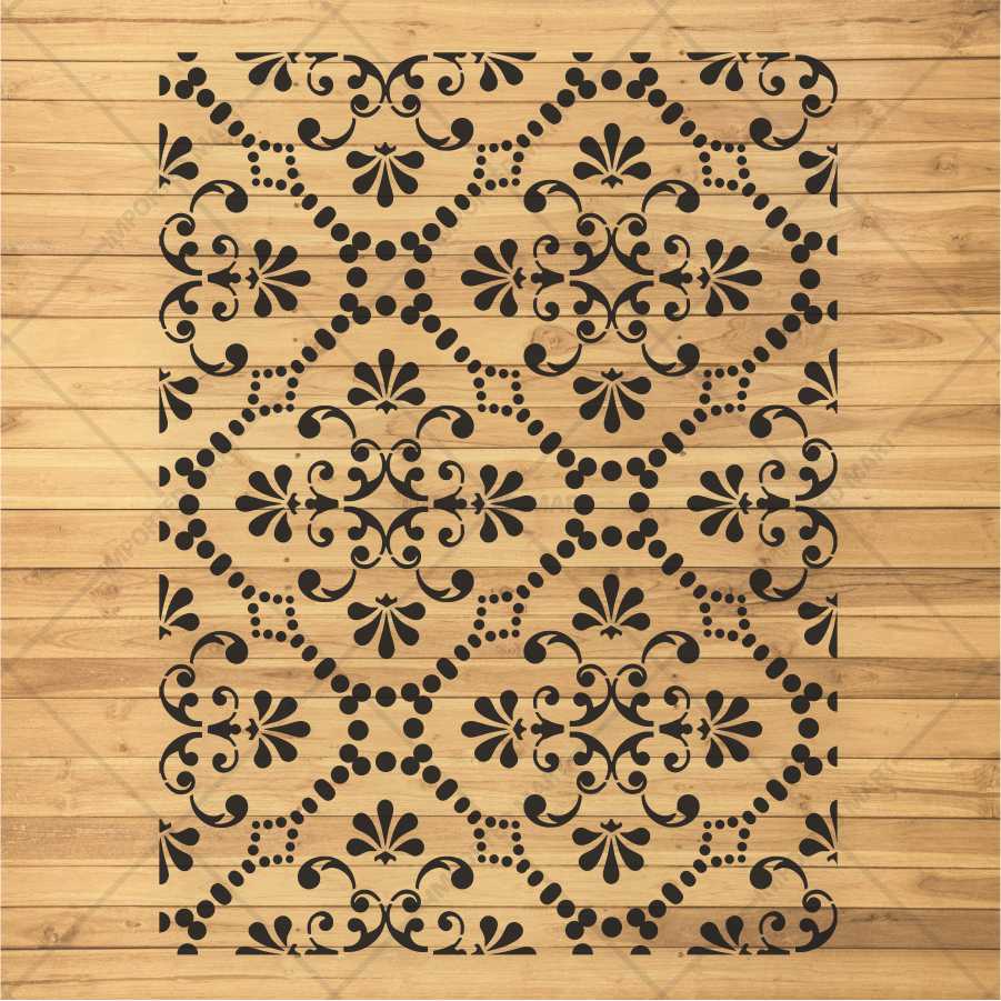 Ornamental Lattice Tile Stencil for Wall, Wood & Fabric Art – Vintage Pattern – ID# 149