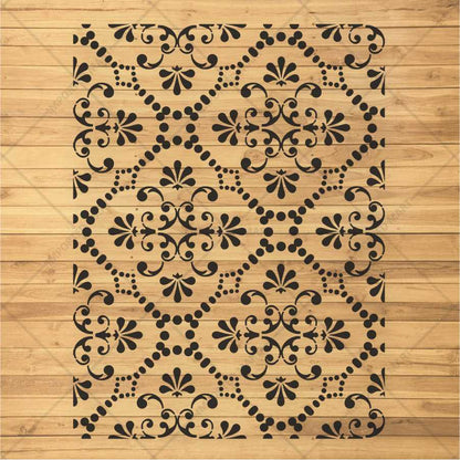 Ornamental Lattice Tile Stencil for Wall, Wood & Fabric Art – Vintage Pattern – ID# 149