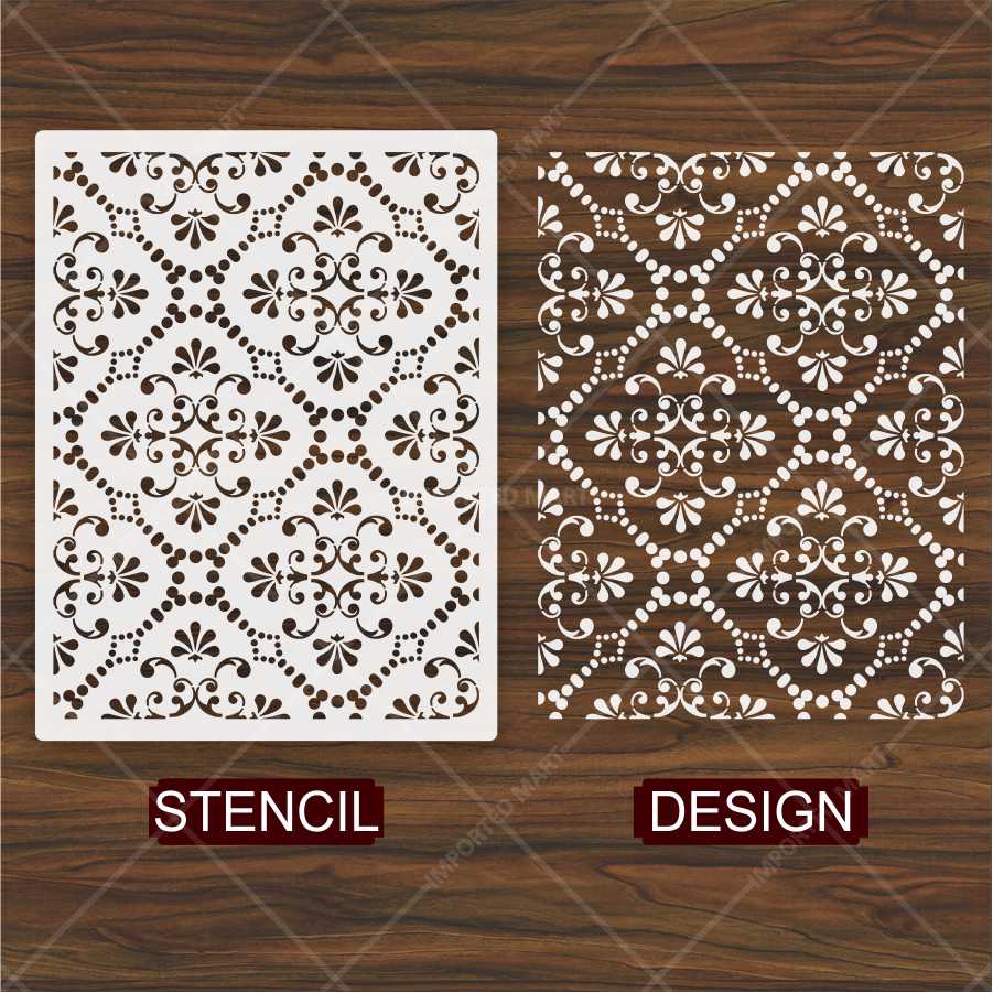 Ornamental Lattice Tile Stencil for Wall, Wood & Fabric Art – Vintage Pattern – ID# 149
