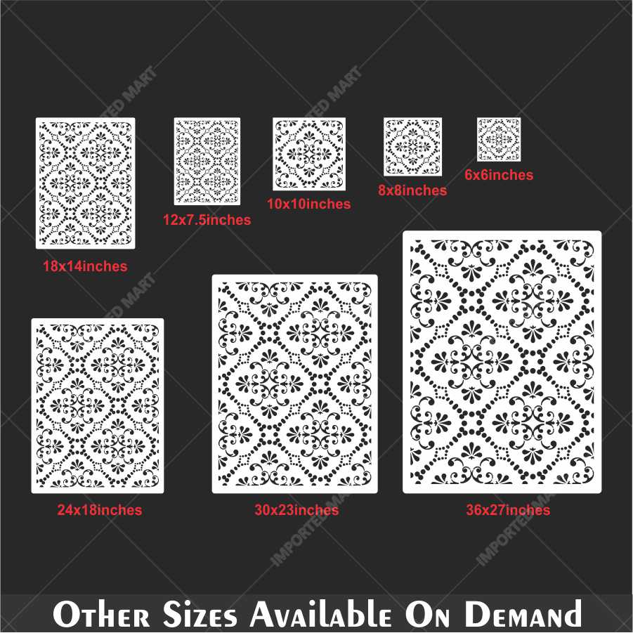 Ornamental Lattice Tile Stencil for Wall, Wood & Fabric Art – Vintage Pattern – ID# 149