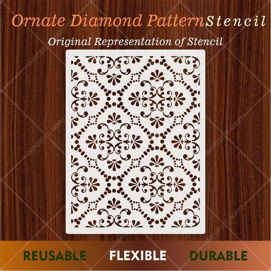 Ornamental Lattice Tile Stencil for Wall, Wood & Fabric Art – Vintage Pattern – ID# 679