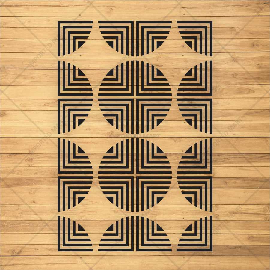 Retro Optical Grid Stencil for Wall, Floor & Fabric Art – Geometric Circle Pattern – ID# 142