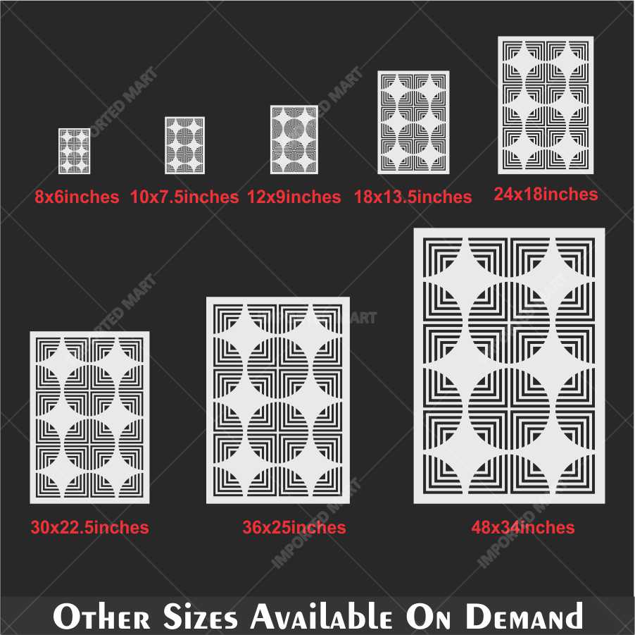 Retro Optical Grid Stencil for Wall, Floor & Fabric Art – Geometric Circle Pattern – ID# 142