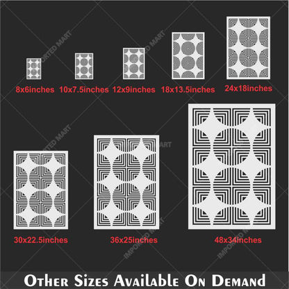 Retro Optical Grid Stencil for Wall, Floor & Fabric Art – Geometric Circle Pattern – ID# 142