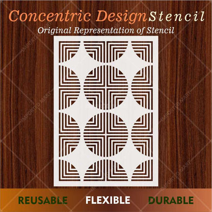 Retro Optical Grid Stencil for Wall, Floor & Fabric Art – Geometric Circle Pattern – ID# 683