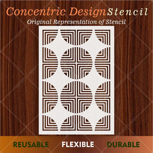 Retro Optical Grid Stencil for Wall, Floor & Fabric Art – Geometric Circle Pattern – ID# 683