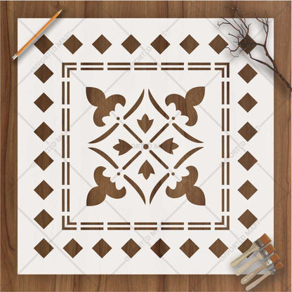 Classic Fleur Border Tile Stencil for Walls, Wood & Fabric – Elegant DIY Design – ID# 141