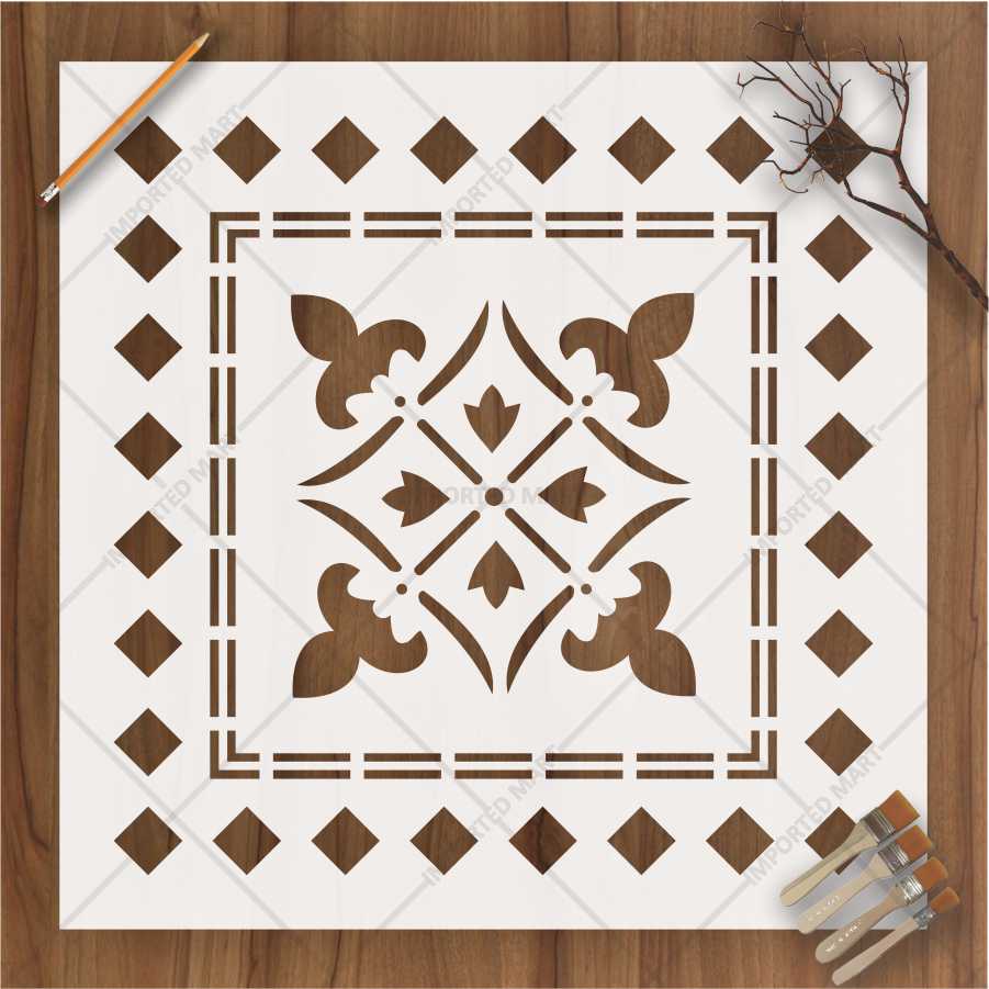 Classic Fleur Border Tile Stencil for Walls, Wood & Fabric – Elegant DIY Design – ID# 684
