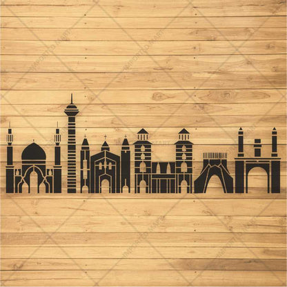 City Skyline Landmark Stencil for Walls, Wood & Crafts – Architectural Silhouette – ID# 140