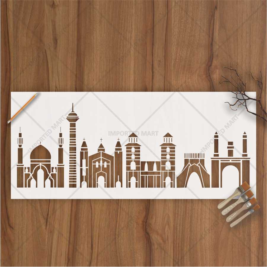 City Skyline Landmark Stencil for Walls, Wood & Crafts – Architectural Silhouette – ID# 685