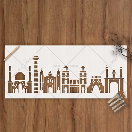 City Skyline Landmark Stencil for Walls, Wood & Crafts – Architectural Silhouette – ID# 685