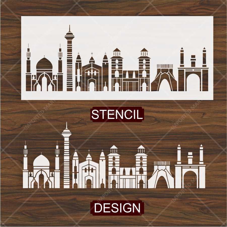 City Skyline Landmark Stencil for Walls, Wood & Crafts – Architectural Silhouette – ID# 140