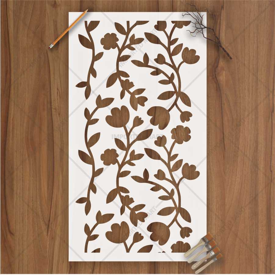 Floral Vine Wall Stencil for Wood, Fabric & Canvas – Seamless Botanical Pattern – ID# 139