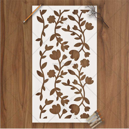 Floral Vine Wall Stencil for Wood, Fabric & Canvas – Seamless Botanical Pattern – ID# 139