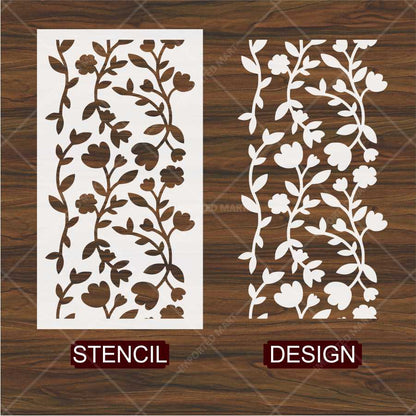 Floral Vine Wall Stencil for Wood, Fabric & Canvas – Seamless Botanical Pattern – ID# 139