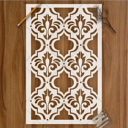 Moroccan Fleur Tile Stencil for Wall, Furniture & Fabric – Reusable Ornamental Design – ID# 687