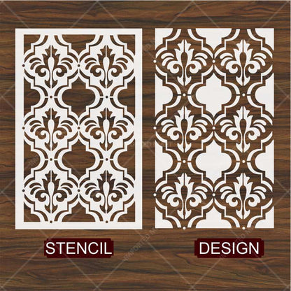 Moroccan Fleur Tile Stencil for Wall, Furniture & Fabric – Reusable Ornamental Design – ID# 687