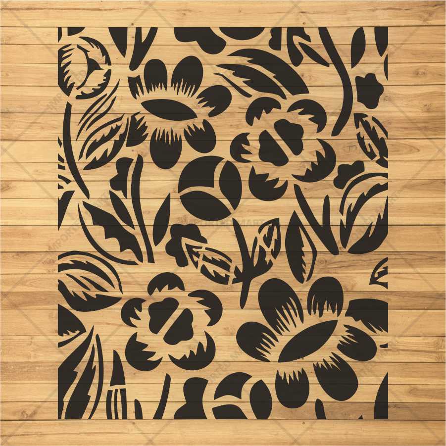 Bold Wildflower Stencil for Wall, Wood & Fabric Art – Handcut Floral Garden Design – ID# 137