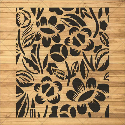 Bold Wildflower Stencil for Wall, Wood & Fabric Art – Handcut Floral Garden Design – ID# 137