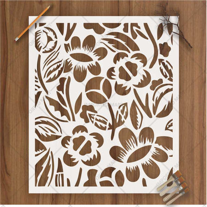 Bold Wildflower Stencil for Wall, Wood & Fabric Art – Handcut Floral Garden Design – ID# 137