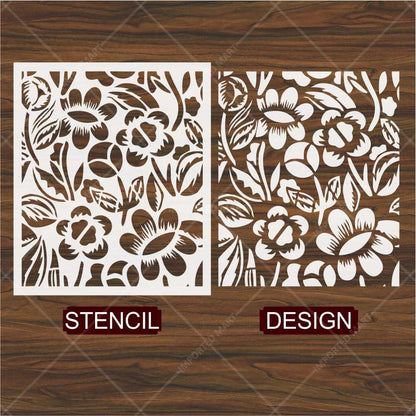 Bold Wildflower Stencil for Wall, Wood & Fabric Art – Handcut Floral Garden Design – ID# 137