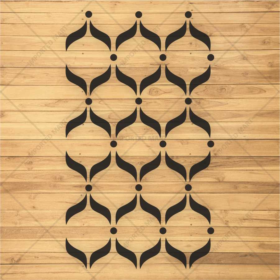 Elegant Leaf Curve Pattern Stencil for Wall, Furniture & Fabric Art – Modern Repeating Design – ID# 689