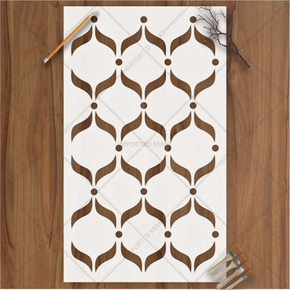 Elegant Leaf Curve Pattern Stencil for Wall, Furniture & Fabric Art – Modern Repeating Design – ID# 689