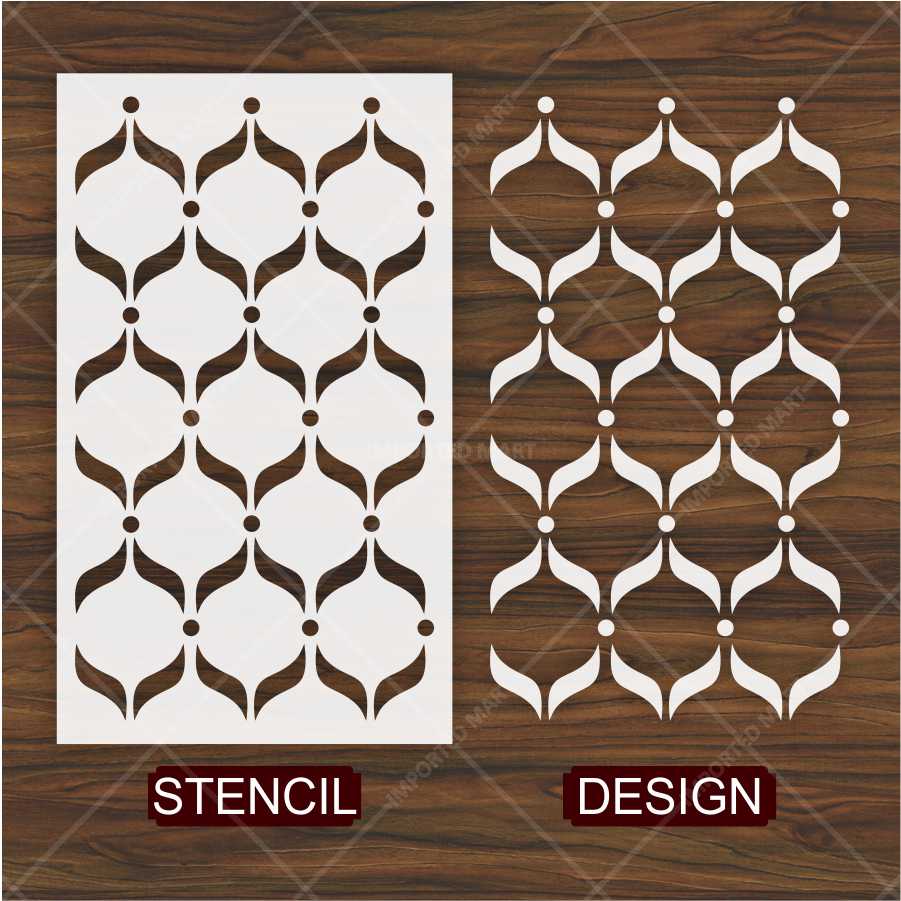 Elegant Leaf Curve Pattern Stencil for Wall, Furniture & Fabric Art – Modern Repeating Design – ID# 689