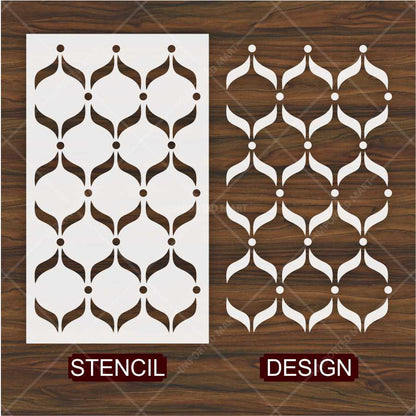 Elegant Leaf Curve Pattern Stencil for Wall, Furniture & Fabric Art – Modern Repeating Design – ID# 689