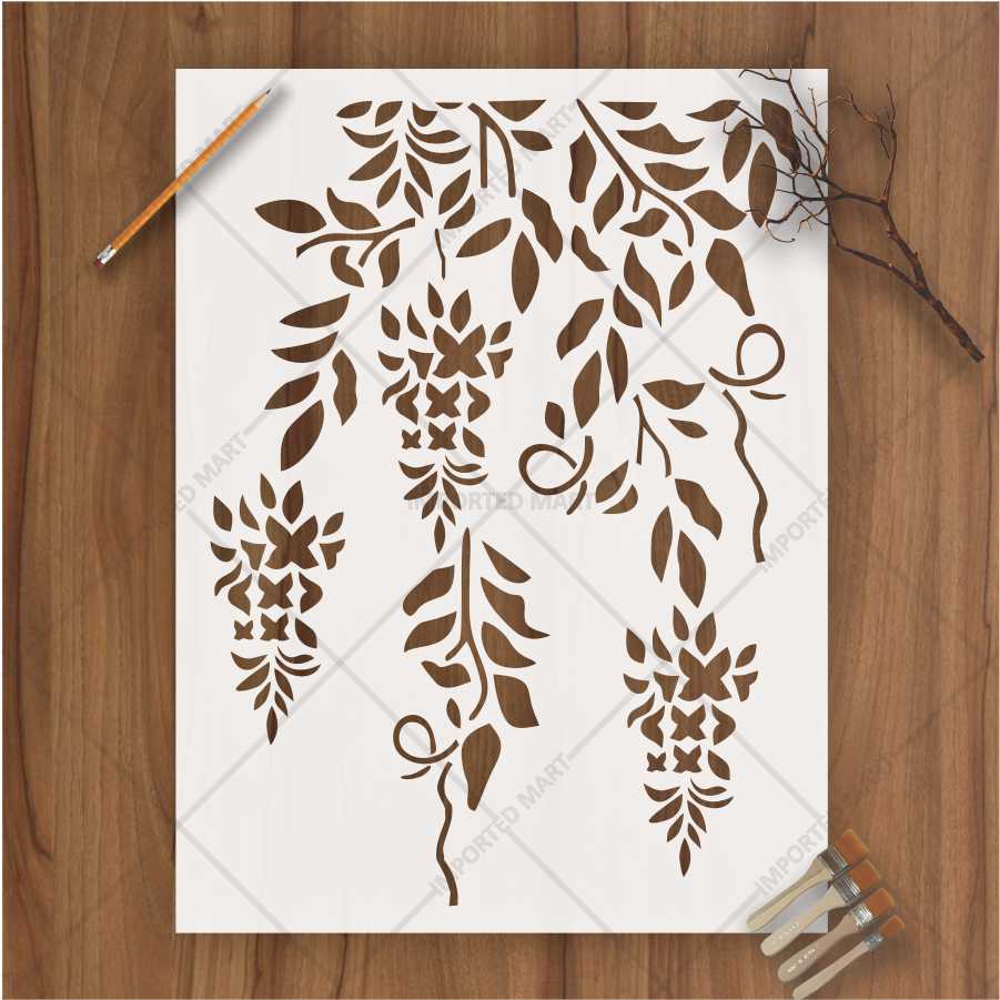Trailing Vine Flower Stencil for Wall & Furniture Painting – Hanging Botanical Design – ID# 690