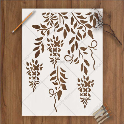 Trailing Vine Flower Stencil for Wall & Furniture Painting – Hanging Botanical Design – ID# 690