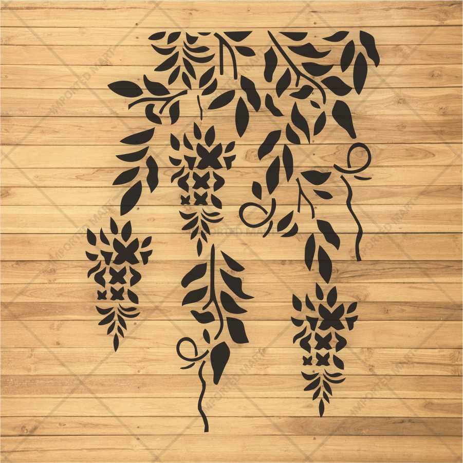 Trailing Vine Flower Stencil for Wall & Furniture Painting – Hanging Botanical Design – ID# 690