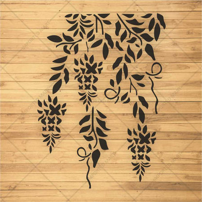 Trailing Vine Flower Stencil for Wall & Furniture Painting – Hanging Botanical Design – ID# 690