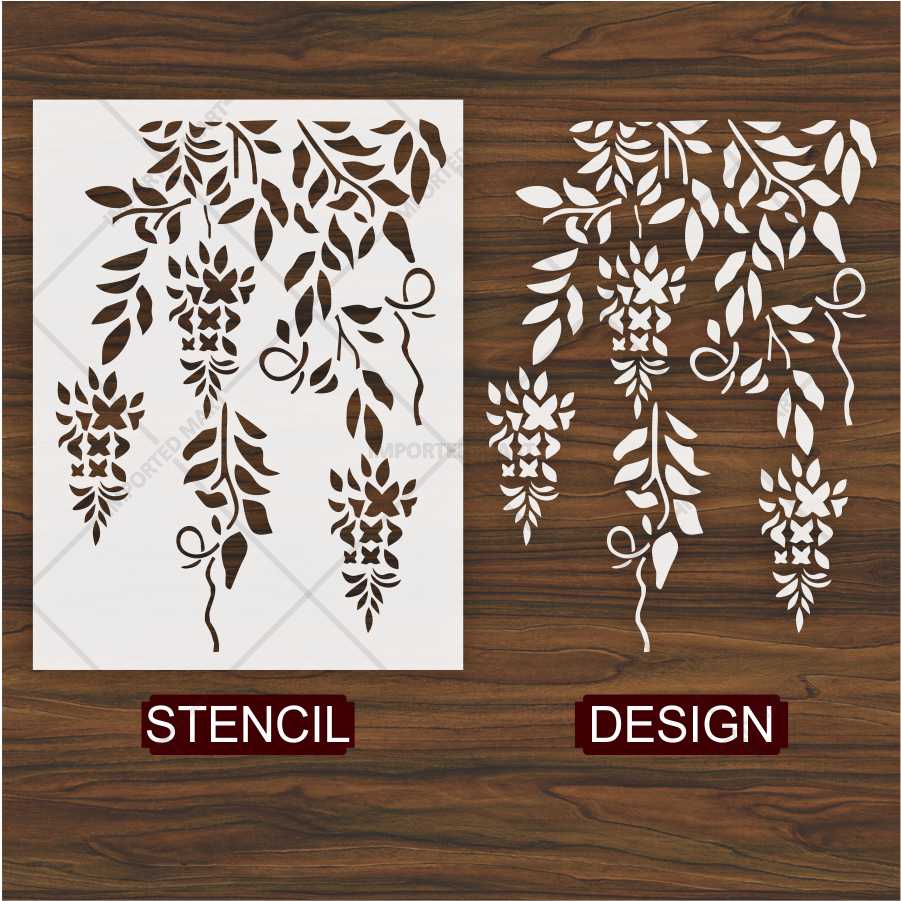 Trailing Vine Flower Stencil for Wall & Furniture Painting – Hanging Botanical Design – ID# 690
