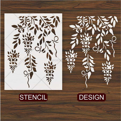 Trailing Vine Flower Stencil for Wall & Furniture Painting – Hanging Botanical Design – ID# 690