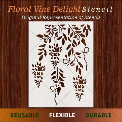 Trailing Vine Flower Stencil for Wall & Furniture Painting – Hanging Botanical Design – ID# 690