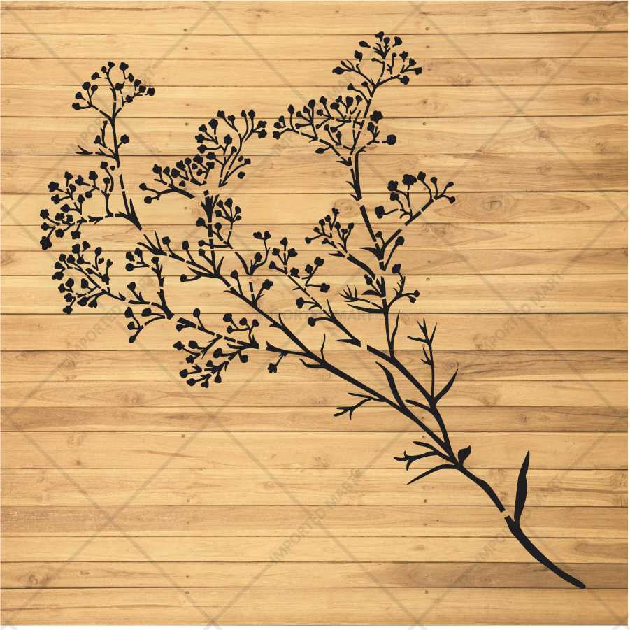 Delicate Branch Blossom Stencil for Wall, Wood & Fabric Art – Botanical Spray Design – ID# 135