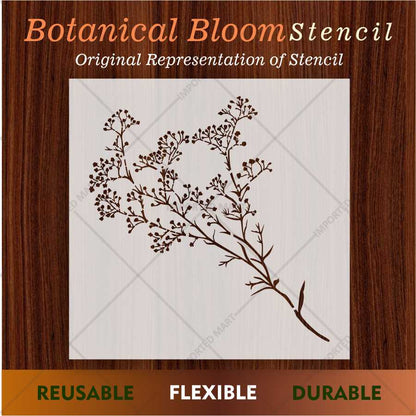 Delicate Branch Blossom Stencil for Wall, Wood & Fabric Art – Botanical Spray Design – ID# 691