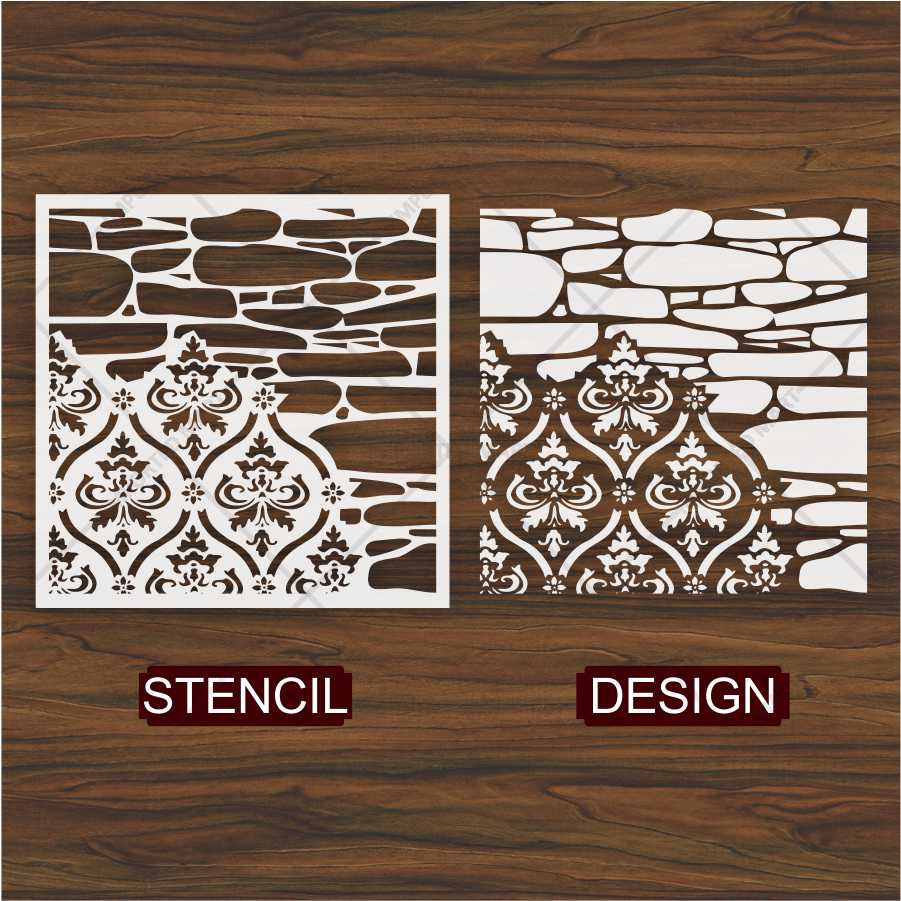 Vintage Baroque Pattern Wallpaper Stencil for Walls, – Intricate PET Damask Design – ID# 692