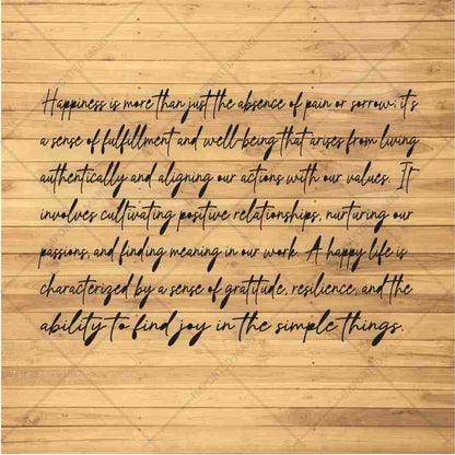 Inspirational Happiness Quote Calligraphy Stencil for Wall, Wood & Canvas Art – Motivational Text Design – ID# 113
