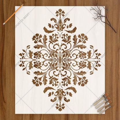 Royal Damask Stencil for Wall, Floor & Furniture Art – Classic Victorian Ornamental Pattern – ID# 699