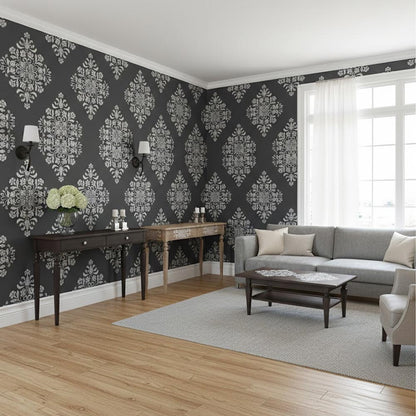 Royal Damask Stencil for Wall, Floor & Furniture Art – Classic Victorian Ornamental Pattern – ID# 699