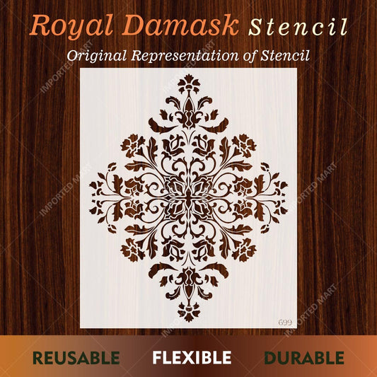 Royal Damask Stencil for Wall, Floor & Furniture Art – Classic Victorian Ornamental Pattern – ID# 699