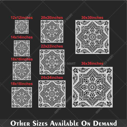 Floral Geometric Mandala Stencil for Wall, Floor & Furniture Art – Indian Folk Pattern Design – ID# 700