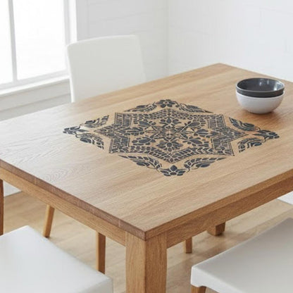Floral Geometric Mandala Stencil for Wall, Floor & Furniture Art – Indian Folk Pattern Design – ID# 700