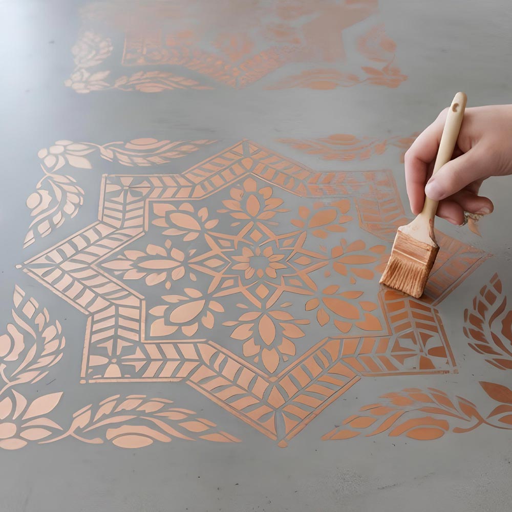 Floral Geometric Mandala Stencil for Wall, Floor & Furniture Art – Indian Folk Pattern Design – ID# 700