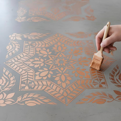 Floral Geometric Mandala Stencil for Wall, Floor & Furniture Art – Indian Folk Pattern Design – ID# 700