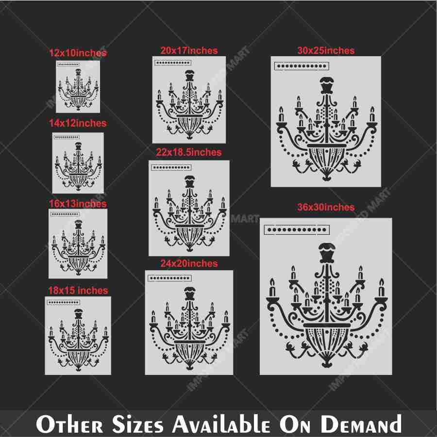 Vintage Chandelier Stencil for Wall, Furniture & Fabric Art – Classic Royal Lighting Design – ID# 701